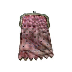 VTG 1920,s Antique Purce  Art Deco Geometric Enamel Mesh Purse *As-Is, DAMAGED*